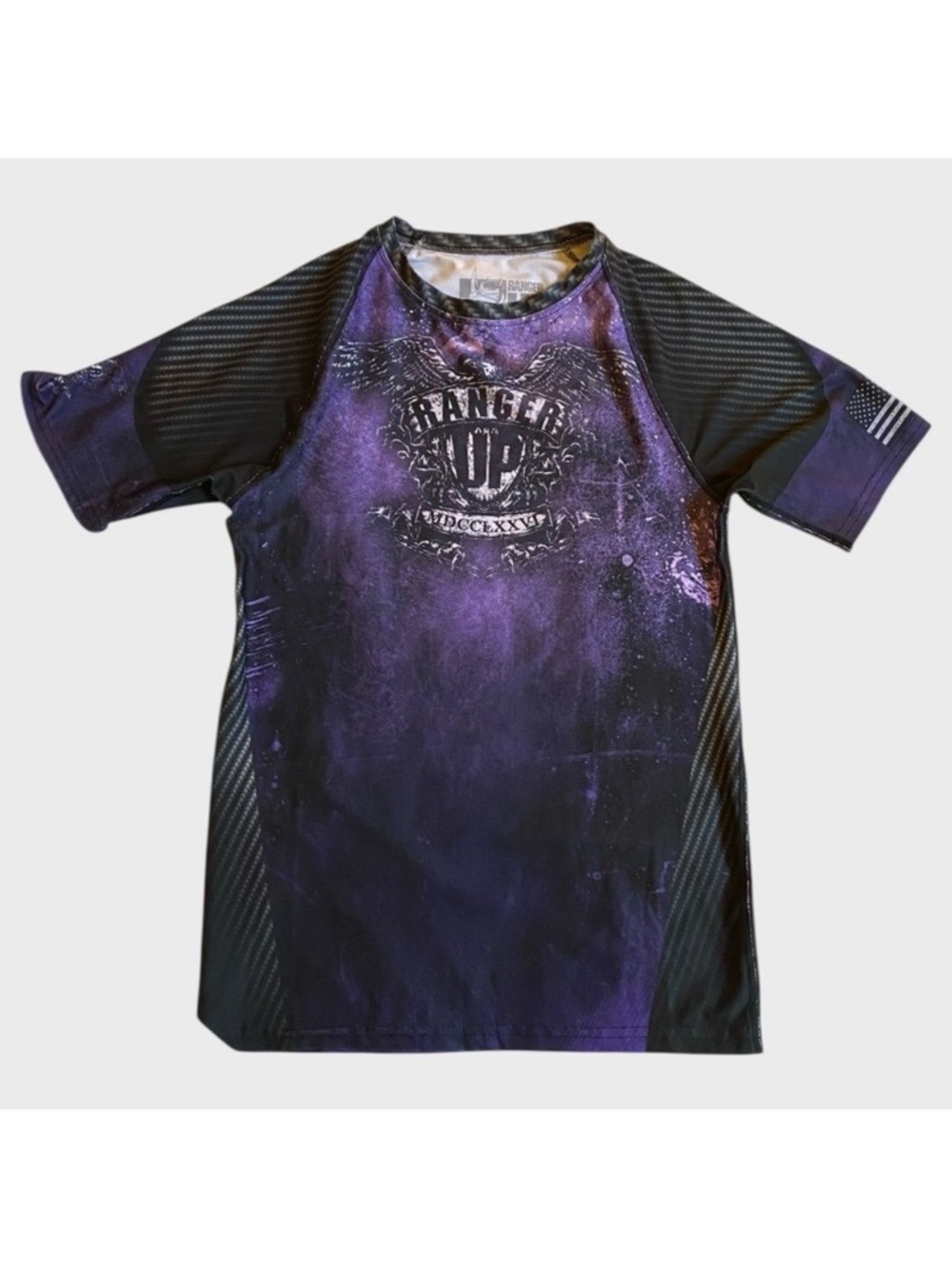 Ranger Up Men’s Performance Graphic Shirt Size M Purple 2015 Made in USA Gym